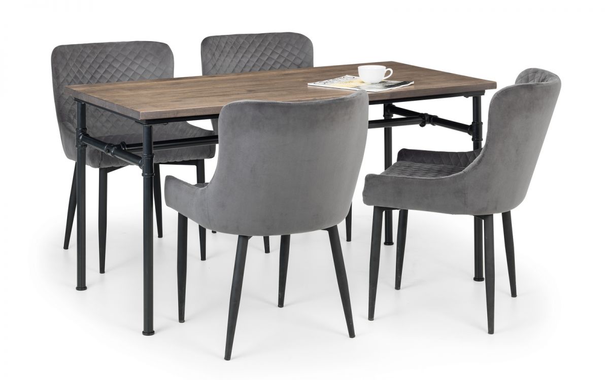 Carnegie Industrial Pipework Dining Table with 4 Luxe Chairs