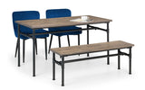 Carnegie Industrial Pipework Dining Table, Bench and 2 Luxe Chairs