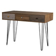 Casablanca 3 Drawer Desk with Black Hairpin Legs - LPD