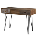 Casablanca 3 Drawer Desk with Black Hairpin Legs - LPD