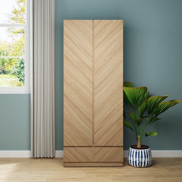 Catania Herringbone 2 Door 1 Drawer Wardrobe - GFW
