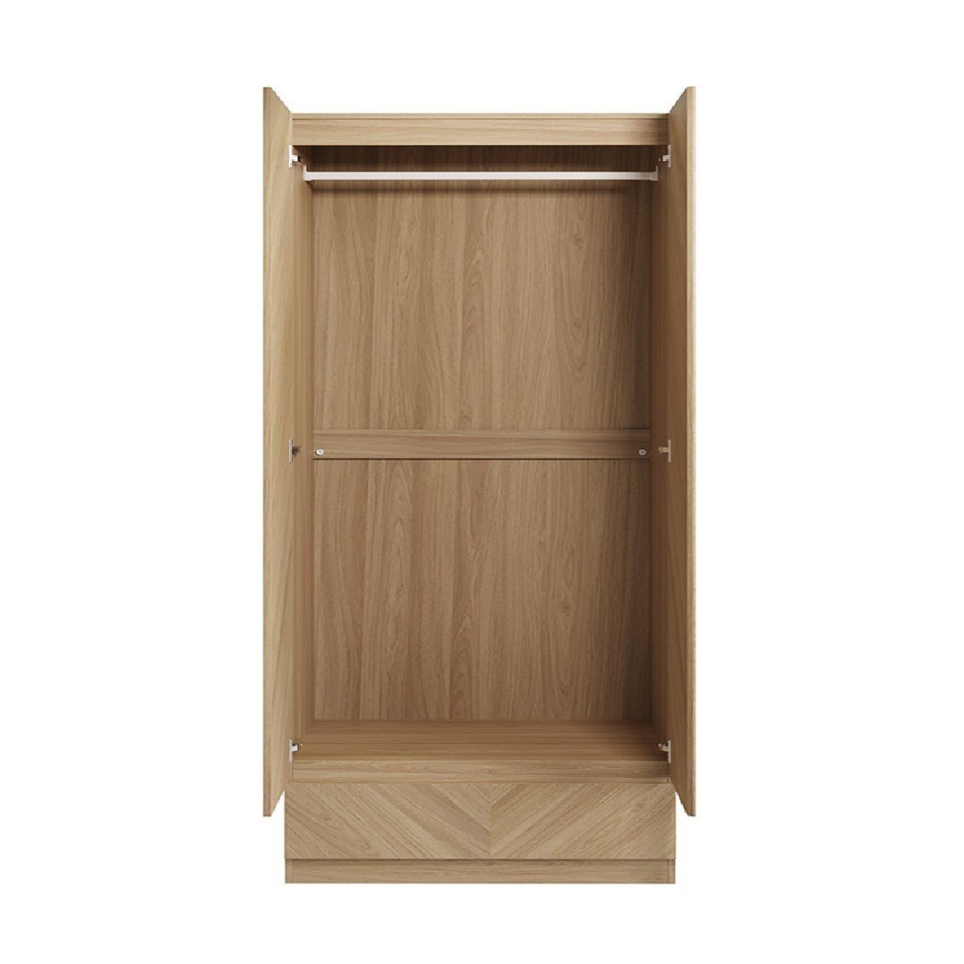 Catania Herringbone 2 Door 1 Drawer Wardrobe - GFW
