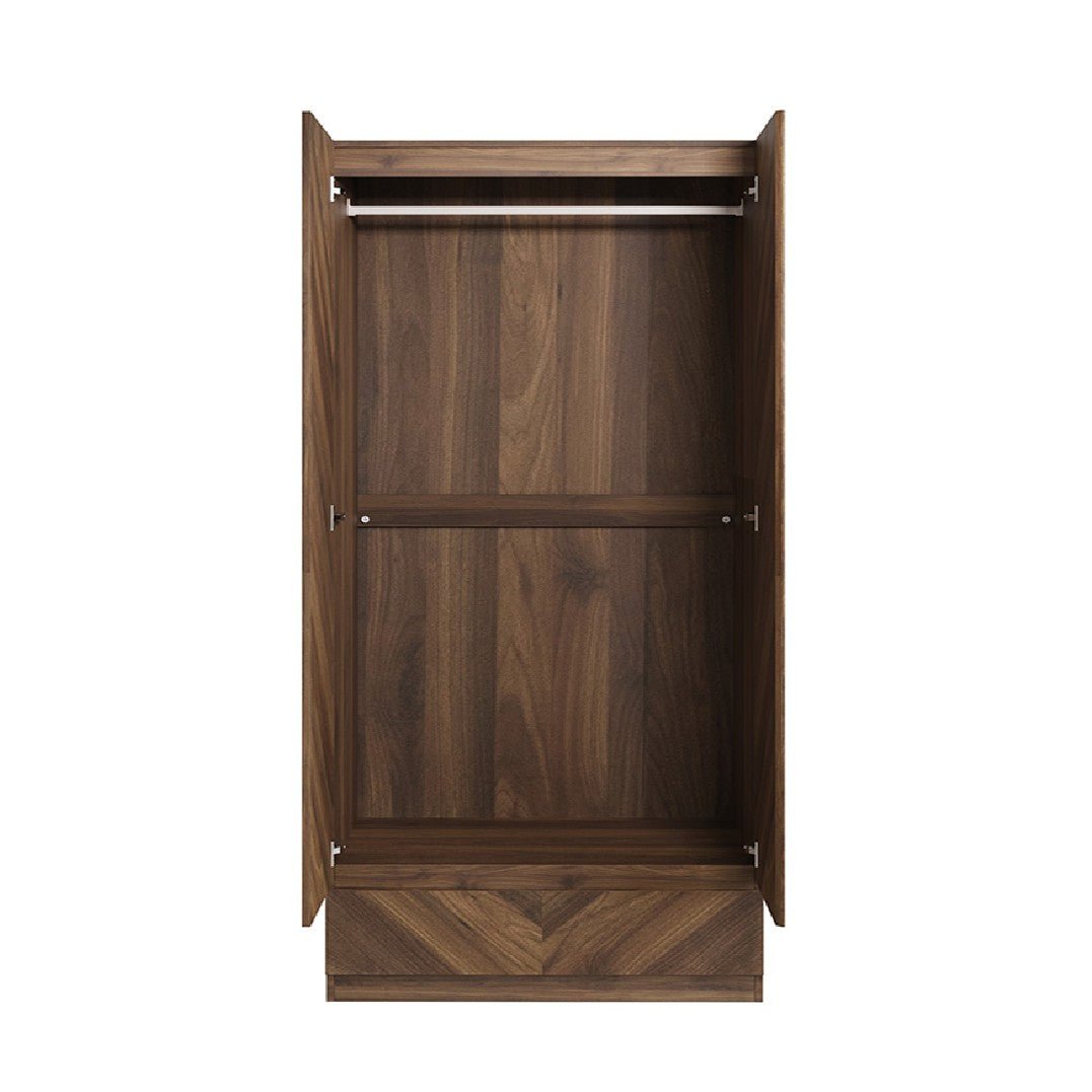 Catania Herringbone 2 Door 1 Drawer Wardrobe - GFW
