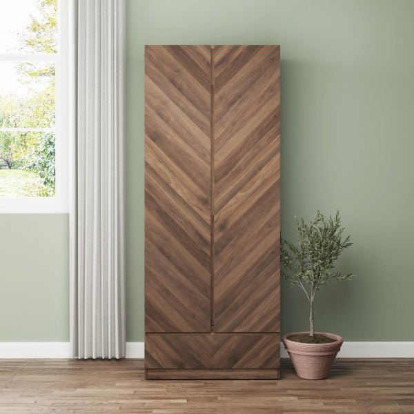Catania Herringbone 2 Door 1 Drawer Wardrobe - GFW