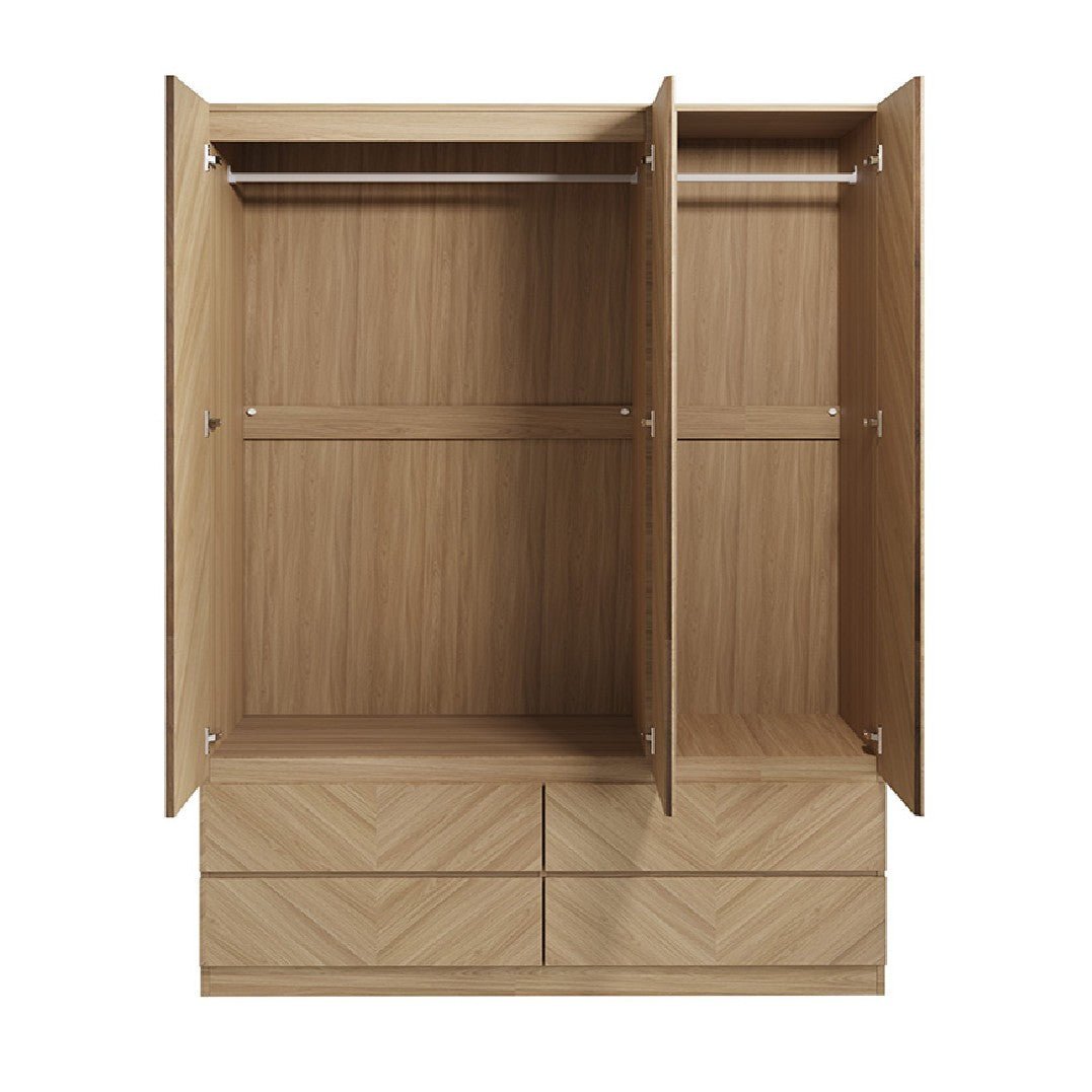 Catania Herringbone 3 Door 4 Drawer Wardrobe - GFW