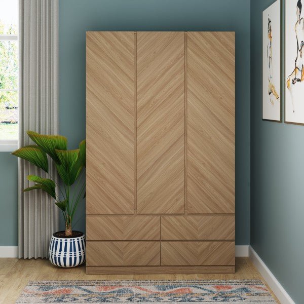 Catania Herringbone 3 Door 4 Drawer Wardrobe - GFW