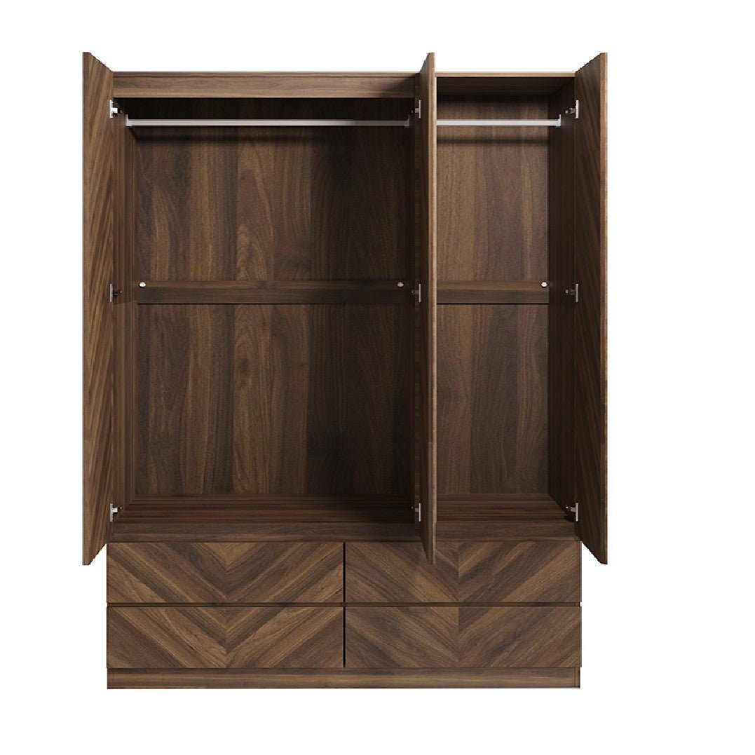 Catania Herringbone 3 Door 4 Drawer Wardrobe - GFW