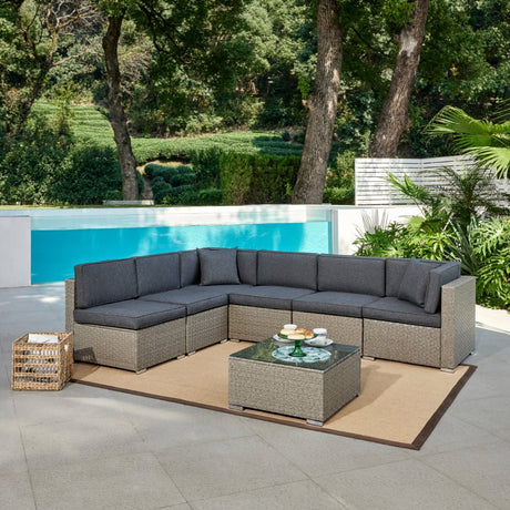 Catina Rattan Modular Garden Furniture Set with Table - TGC