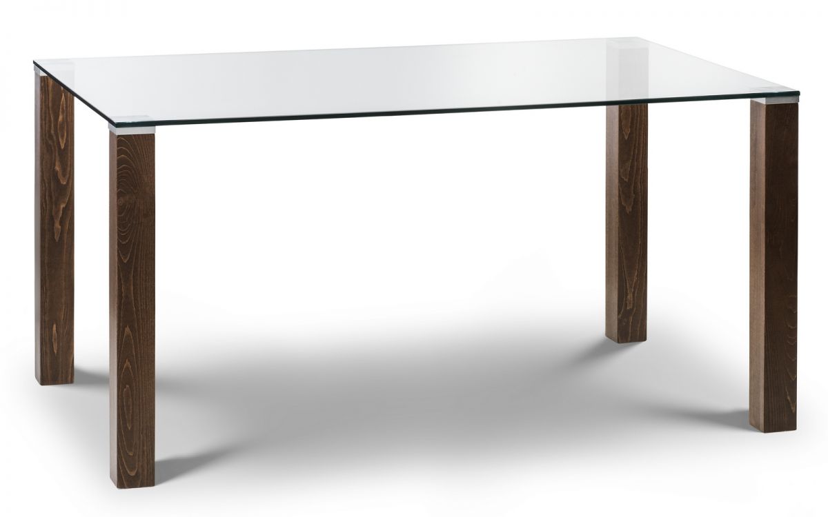 Cayman Glass and Walnut Beech Dining Table