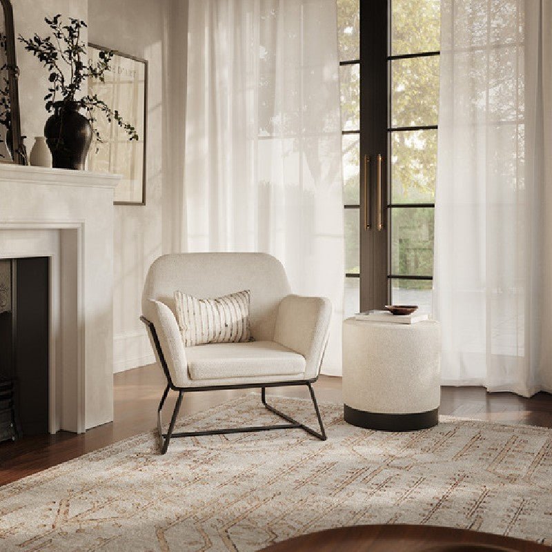 Charles Ivory Boucle Armchair With Black Legs - LPD