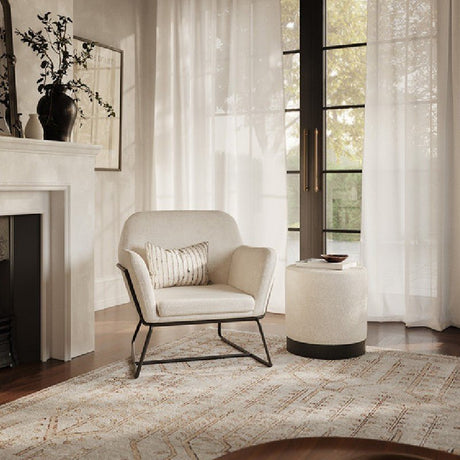 Charles Ivory Boucle Armchair With Black Legs - LPD