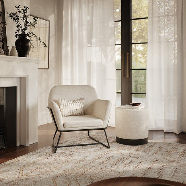 Charles Ivory Boucle Armchair With Black Legs - LPD