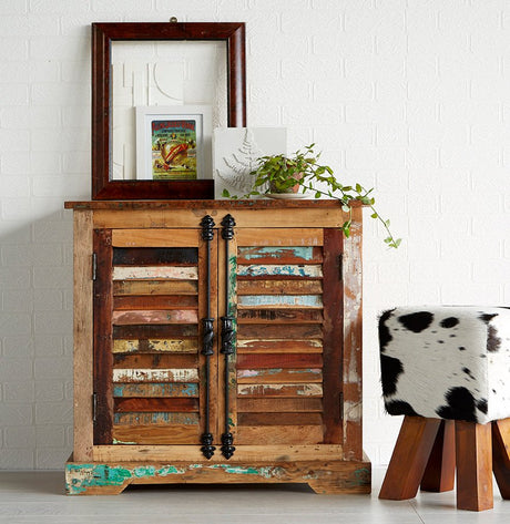 Coastal Rustic Distressed 2 Door 2 Drawer Sideboard - Indian Hub