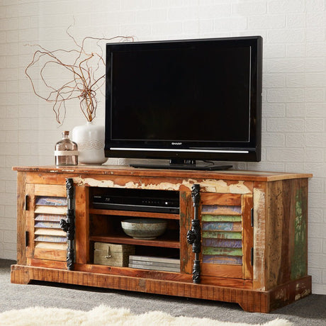 Coastal Rustic Distressed 2 Door TV Unit - Indian Hub