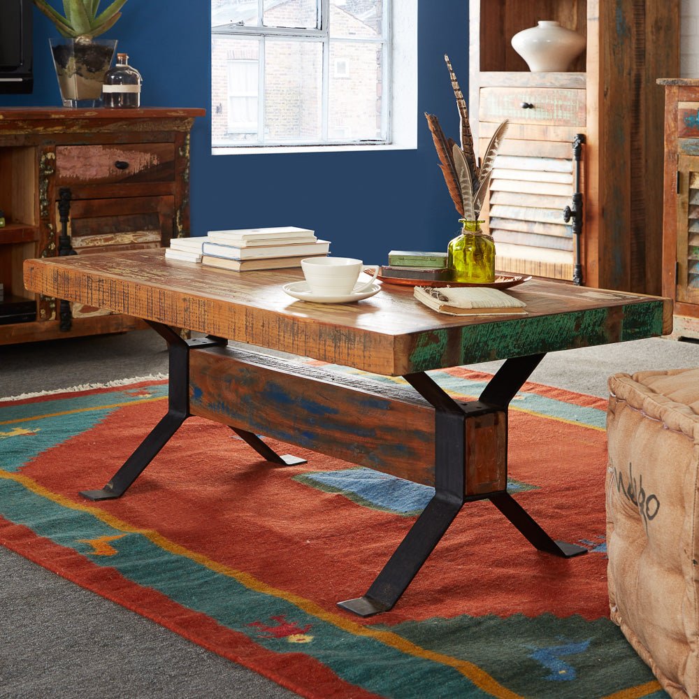 Coastal Rustic Distressed Coffee Table - Indian Hub