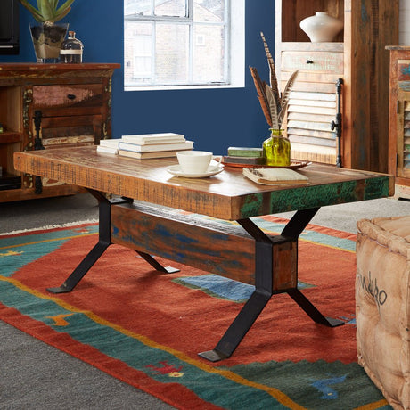 Coastal Rustic Distressed Coffee Table - Indian Hub