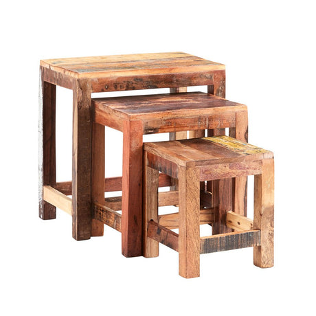 Coastal Rustic Distressed Nest of Tables - Indian Hub