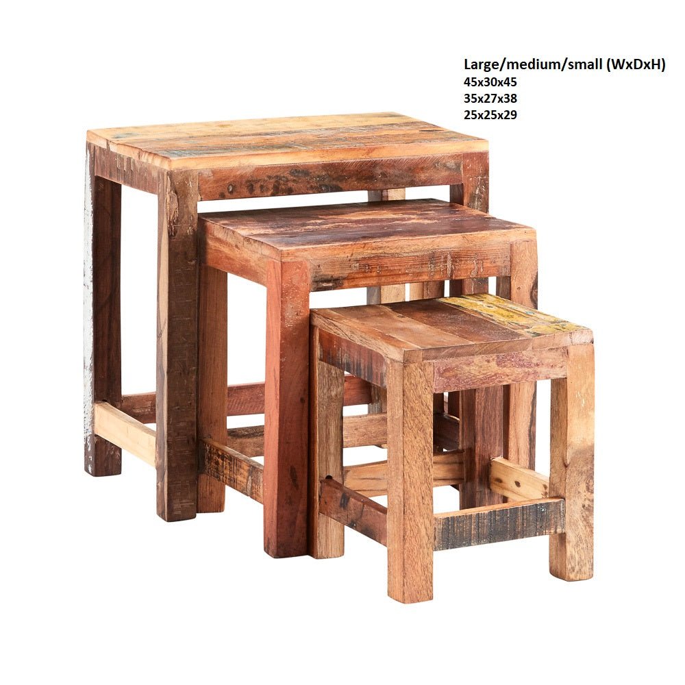Coastal Rustic Distressed Nest of Tables - Indian Hub