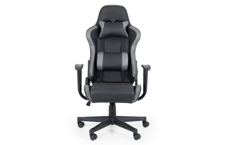 Comet Black and Grey Faux Leather Gaming Chair