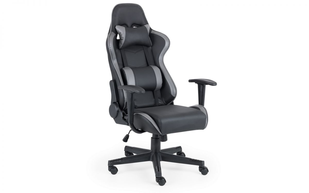 Comet Black and Grey Faux Leather Gaming Chair