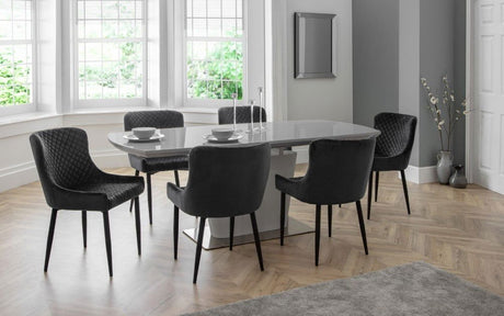 Como High Gloss Grey Table & 6 Luxe Chairs - Julian Bowen