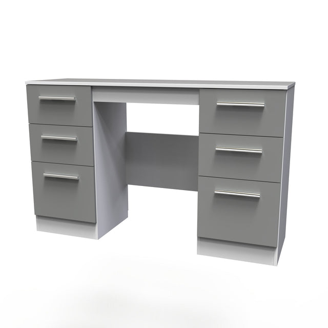 Contrast Double Pedestal 6 Drawer Dressing Table - Welcome Furniture