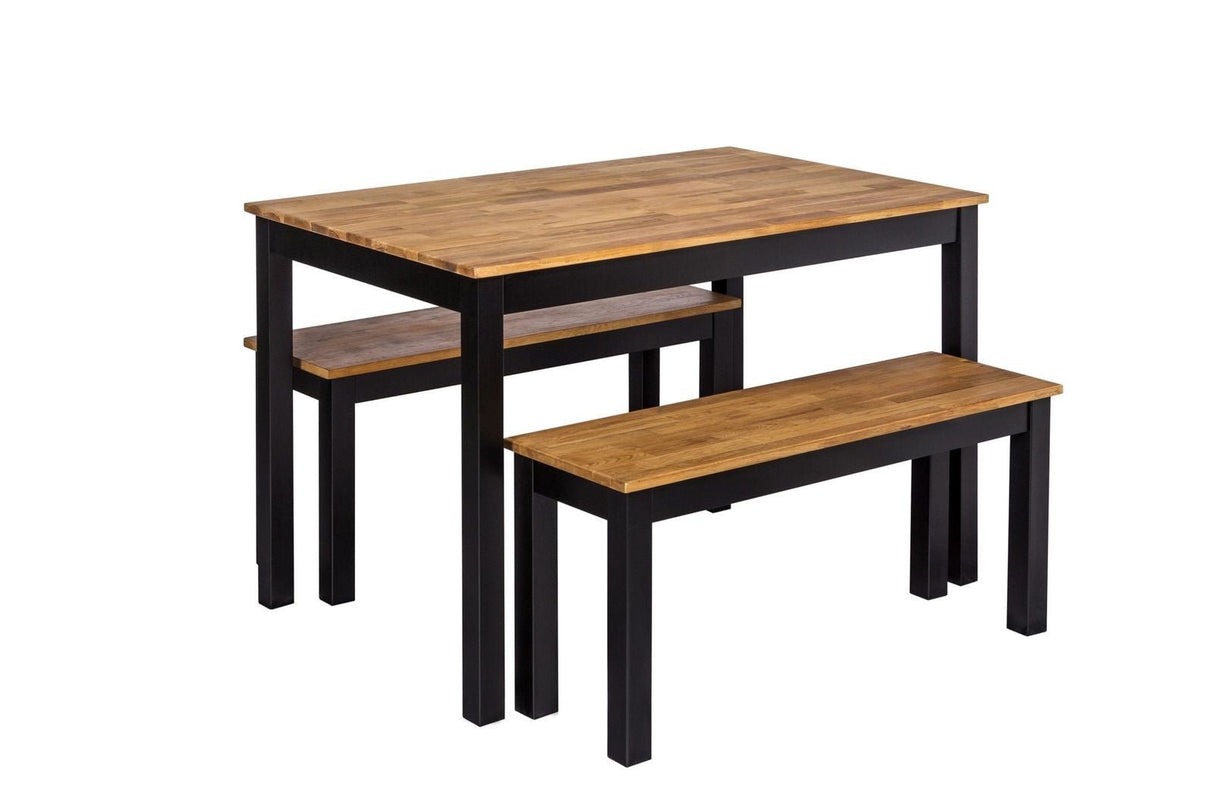 Copenhagen Black and Oiled Wood Dining Bench - LPD