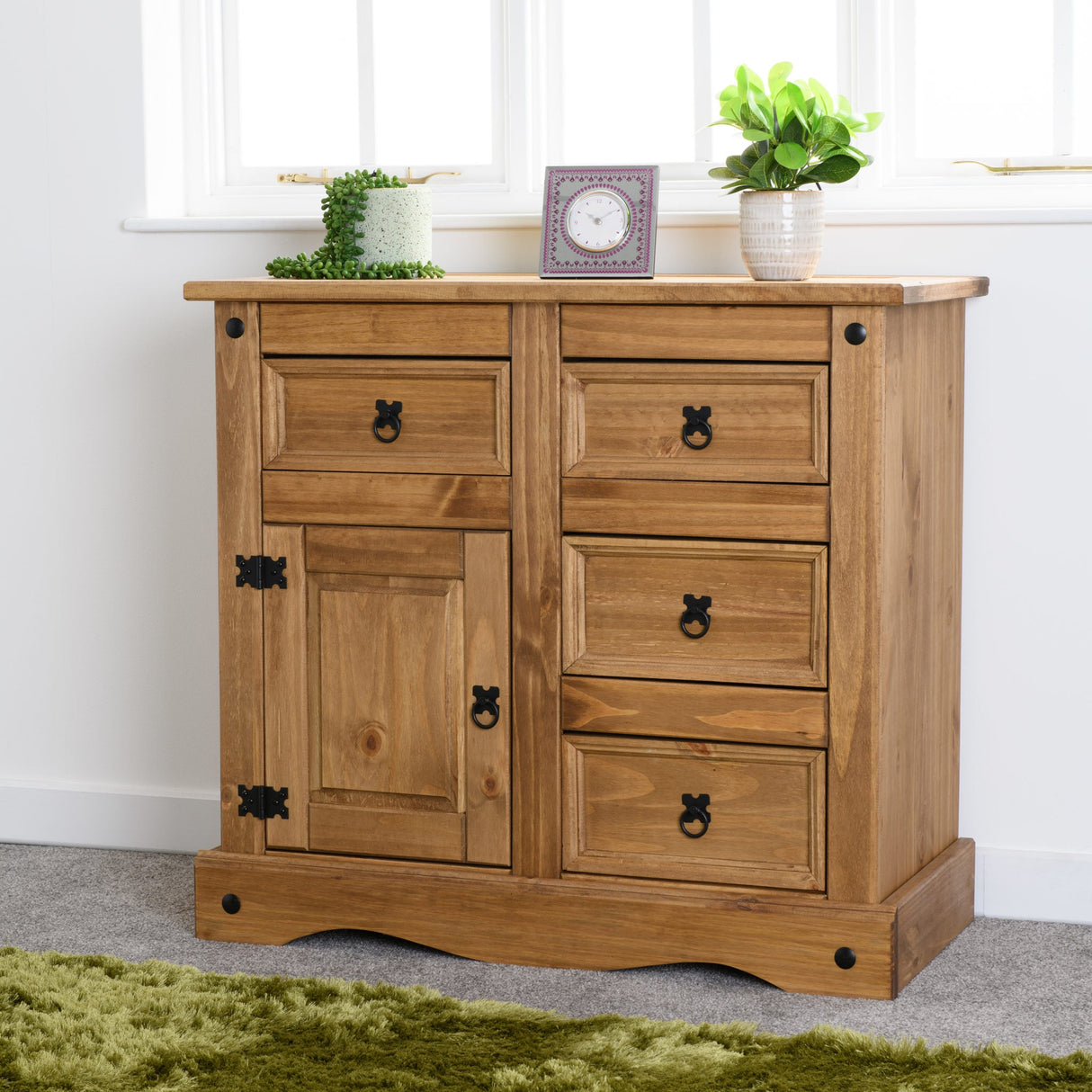 Corona 1 Door 4 Drawer Sideboard - Seconique
