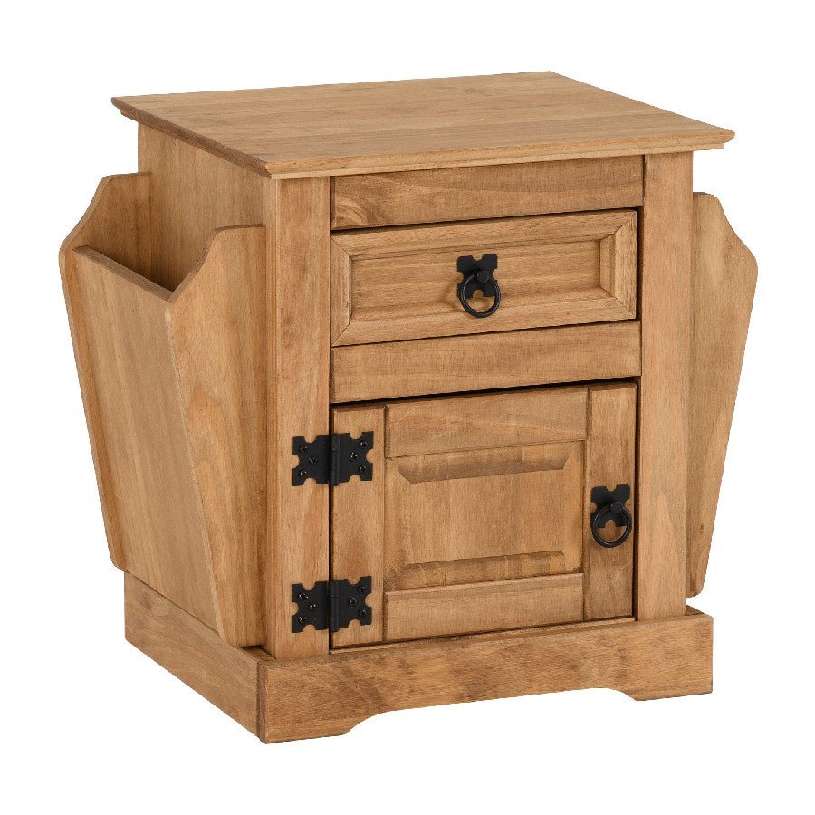 Corona 1 Drawer Magazine Side Table - Seconique