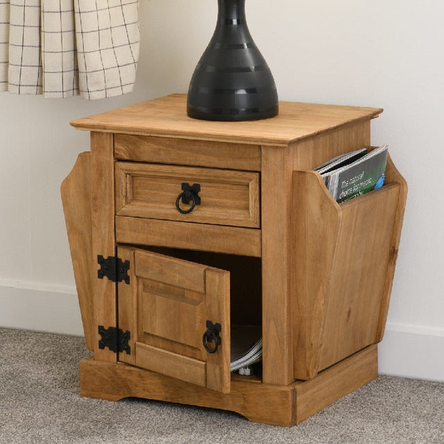 Corona 1 Drawer Magazine Side Table - Seconique
