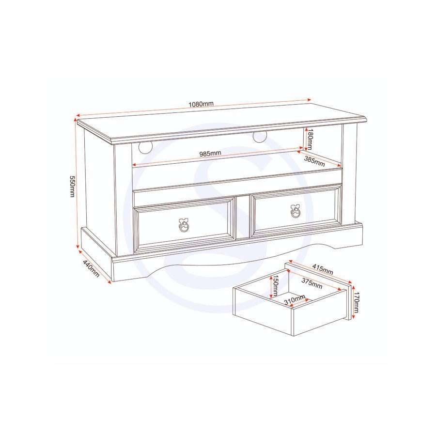 Corona 2 Drawer TV Unit - Seconique