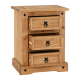 Corona 3 Drawer Bedside Table - Seconique