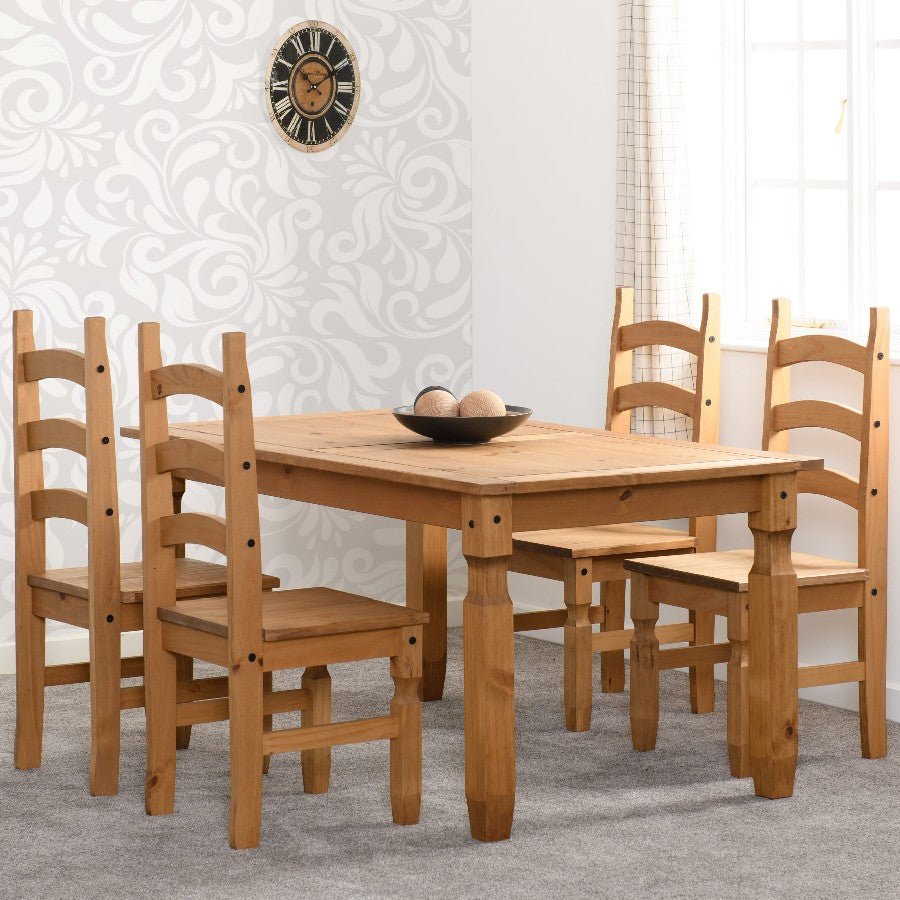 Corona 5ft Dining Table Set with 4 Chairs - Seconique