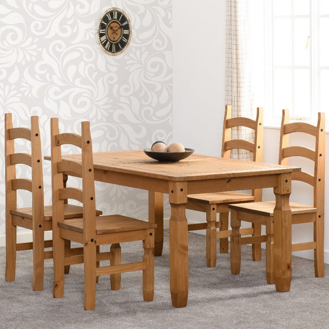 Corona 5ft Dining Table Set with 4 Chairs - Seconique