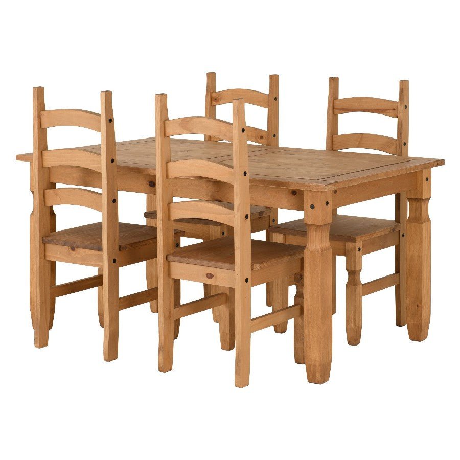 Corona 5ft Dining Table Set with 4 Chairs - Seconique