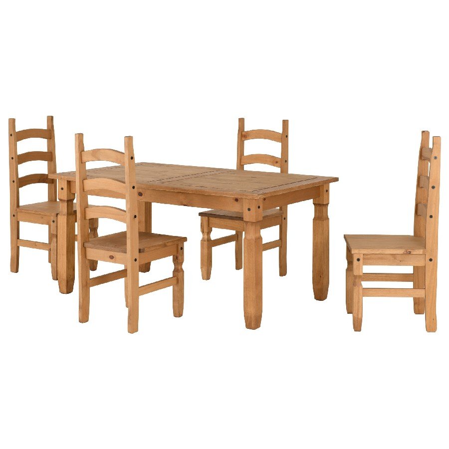 Corona 5ft Dining Table Set with 4 Chairs - Seconique