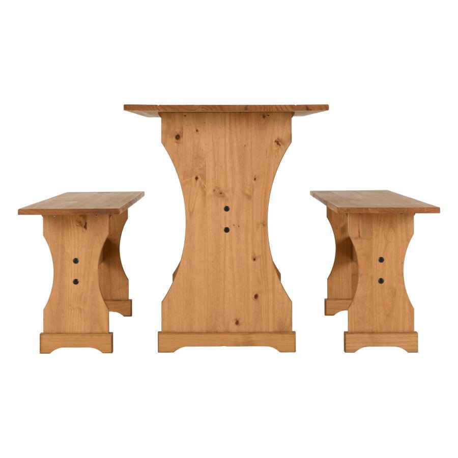 Corona Dinette Table Set with 2 Benches - Seconique