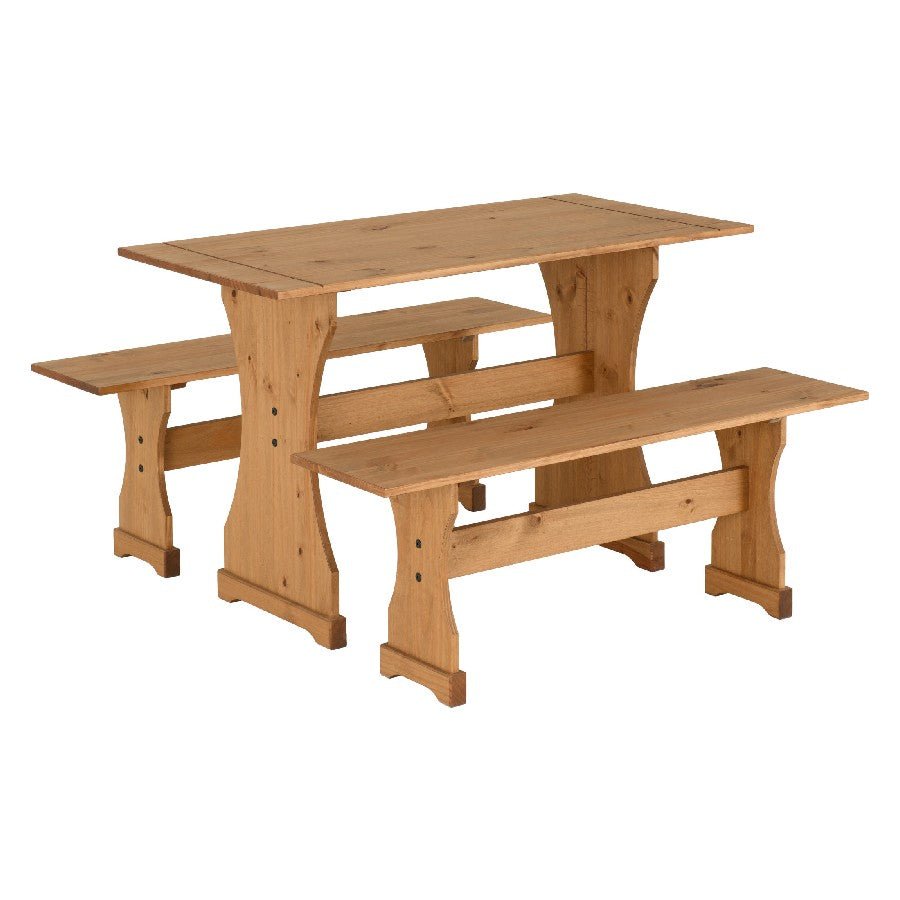 Corona Dinette Table Set with 2 Benches - Seconique
