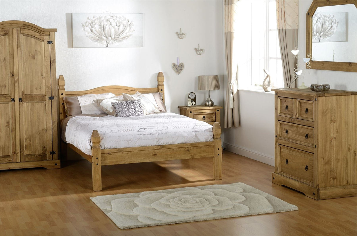 Corona Trio Wardrobe Bedside Chest Drawers - Seconique