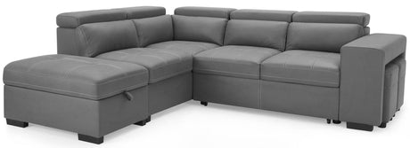 Crimson Air Leather Left Hand Corner Sofa with Storage - TGC