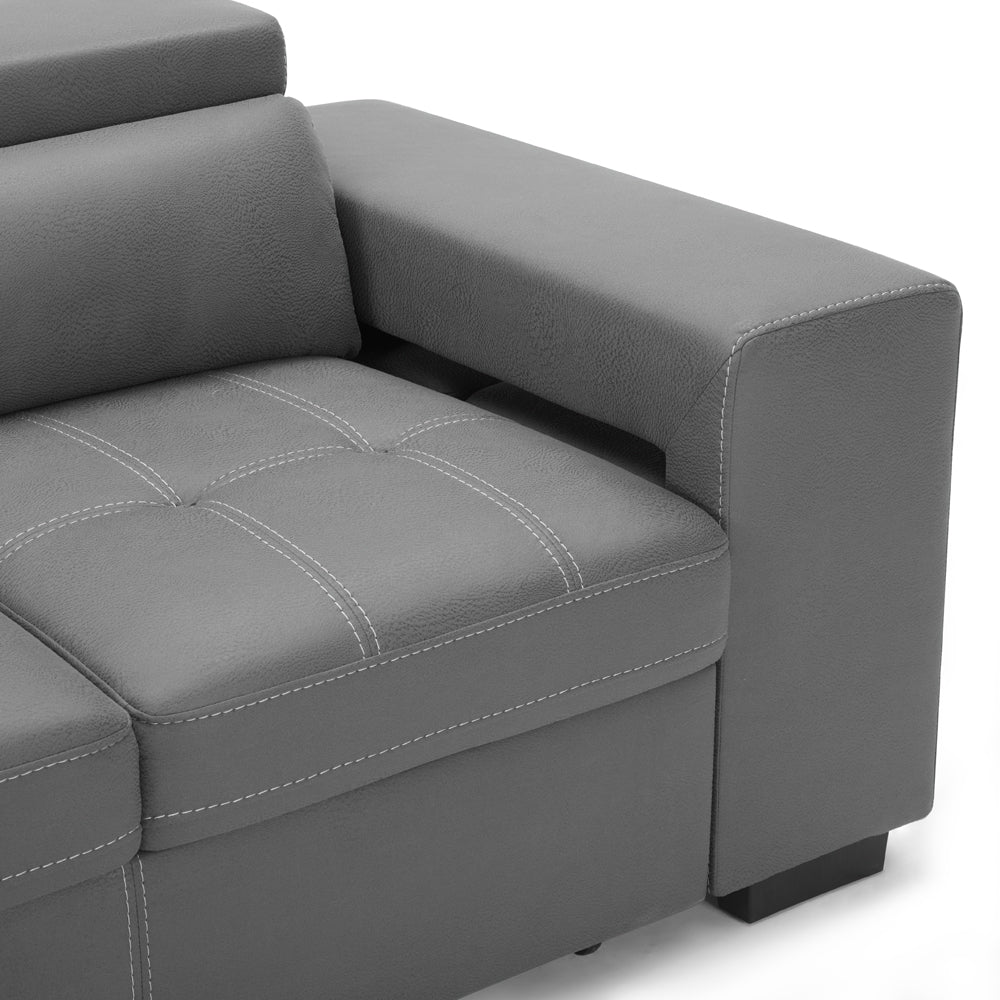 Crimson Air Leather Left Hand Corner Sofa with Storage - TGC