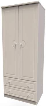 Crystal Ash 2 Door 2 Drawer Wardrobe - Welcome Furniture