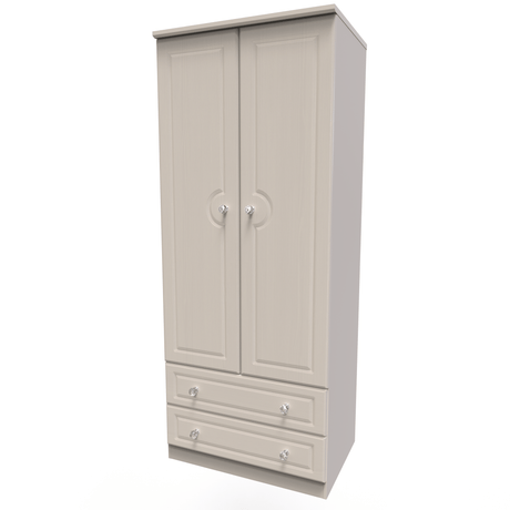 Crystal Ash 2 Door 2 Drawer Wardrobe - Welcome Furniture