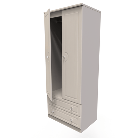 Crystal Ash 2 Door 2 Drawer Wardrobe - Welcome Furniture