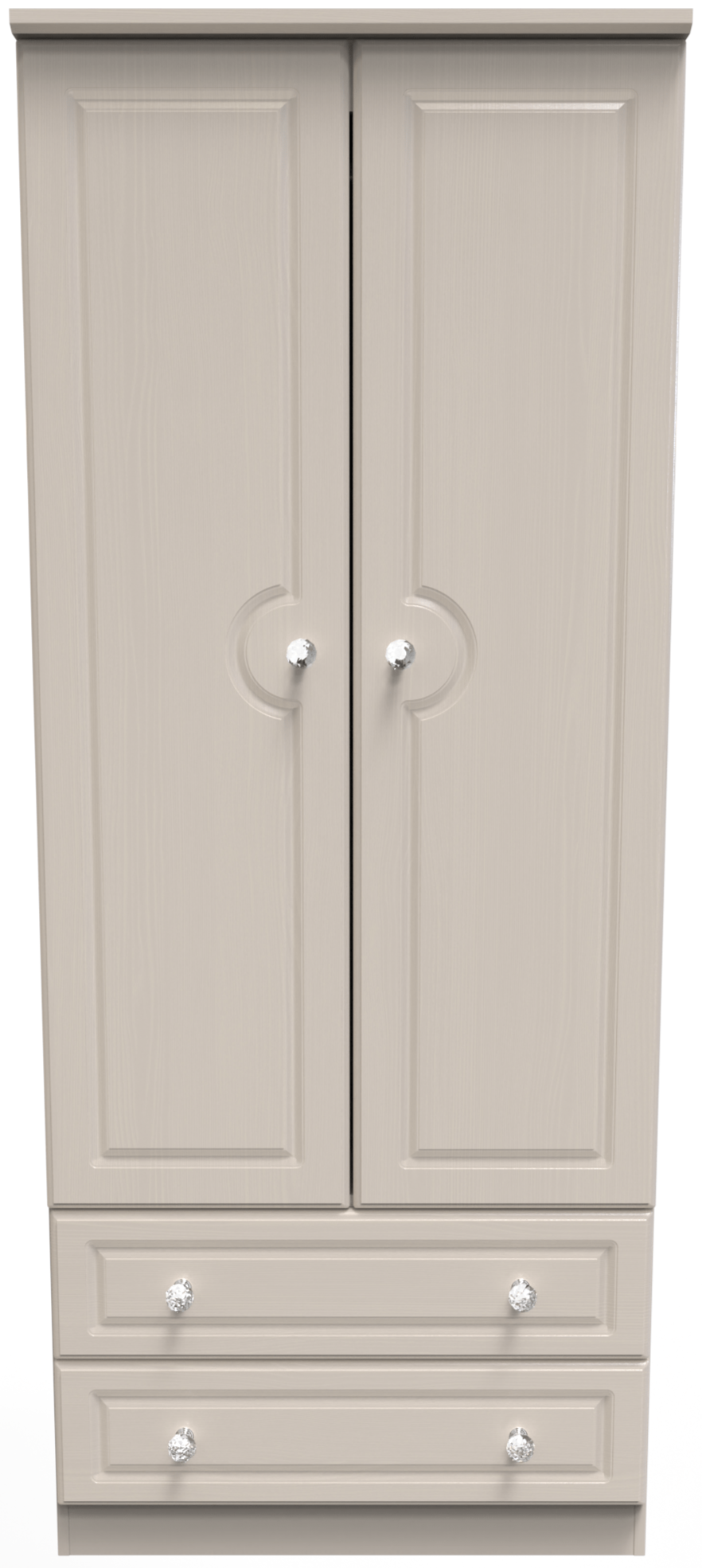 Crystal Ash 2 Door 2 Drawer Wardrobe - Welcome Furniture