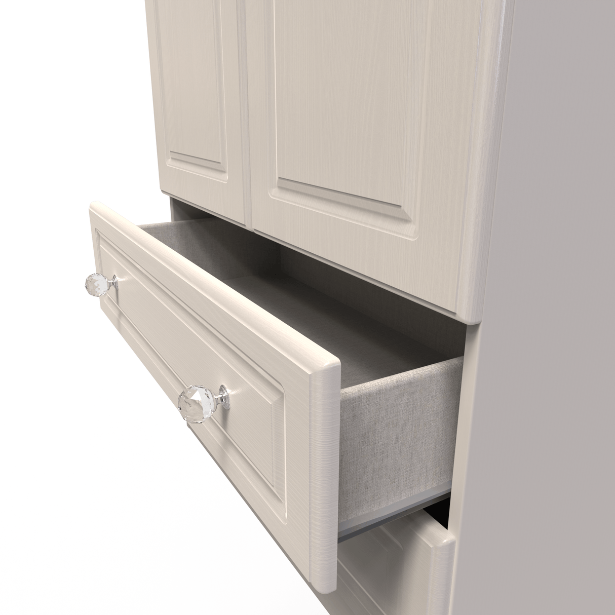 Crystal Ash 2 Door 2 Drawer Wardrobe - Welcome Furniture