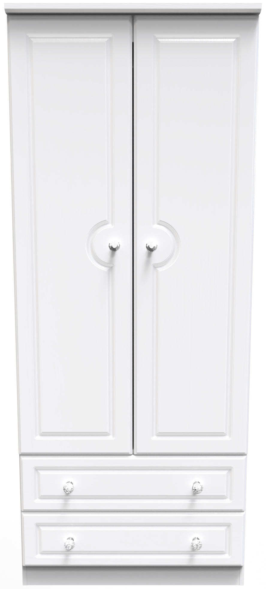 Crystal Ash 2 Door 2 Drawer Wardrobe - Welcome Furniture