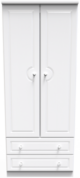 Crystal Ash 2 Door 2 Drawer Wardrobe - Welcome Furniture
