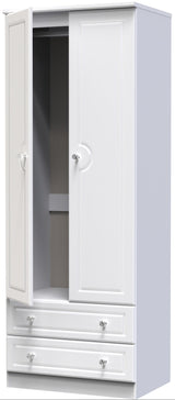 Crystal Ash 2 Door 2 Drawer Wardrobe - Welcome Furniture
