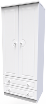 Crystal Ash 2 Door 2 Drawer Wardrobe - Welcome Furniture